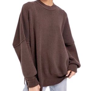 FREE PEOPLE NWT.  Easy street sweater. Size Large never worn. Warm Brown